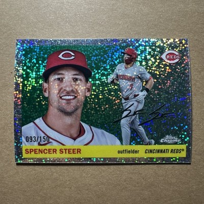 2025 Topps Chrome Platinum Spencer Steer # 47 Speckle Refractor /150 Reds