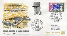 CE14-IIIT1 : 1963 - FDC Conseil de l'Europe "DE GAULLE - Coopération Franco-alle