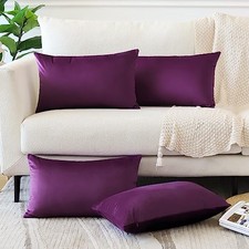 Set of 4 Decorative Throw Pillow Covers 24" x 16" Pack of 4 Eggplant Purple