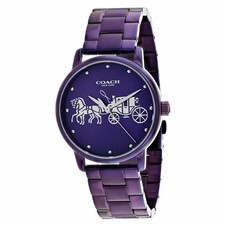 COACH 14502923 GRAND CARRIAGE PURPLE SILVER ACCENT DIAL STAINLESS WOMENS WATCH