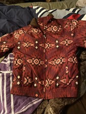 Ariat REAL Womens Aztec Print Shades of Red Quilt Lined Western Stable Jacket Sm