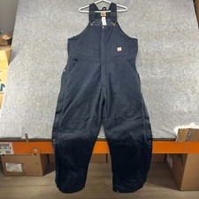 Berne Overalls Mens XL Black Bib Duck Canvas Double Knee Quilted Lined Workwear