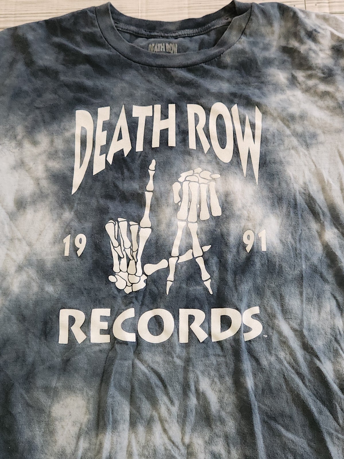 FILA Death Row Records camicia blu tie dye uomo media manica corta musica scheletro