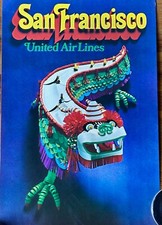 Vintage 1972 United Airlines travel poster San Francisco David Klein
