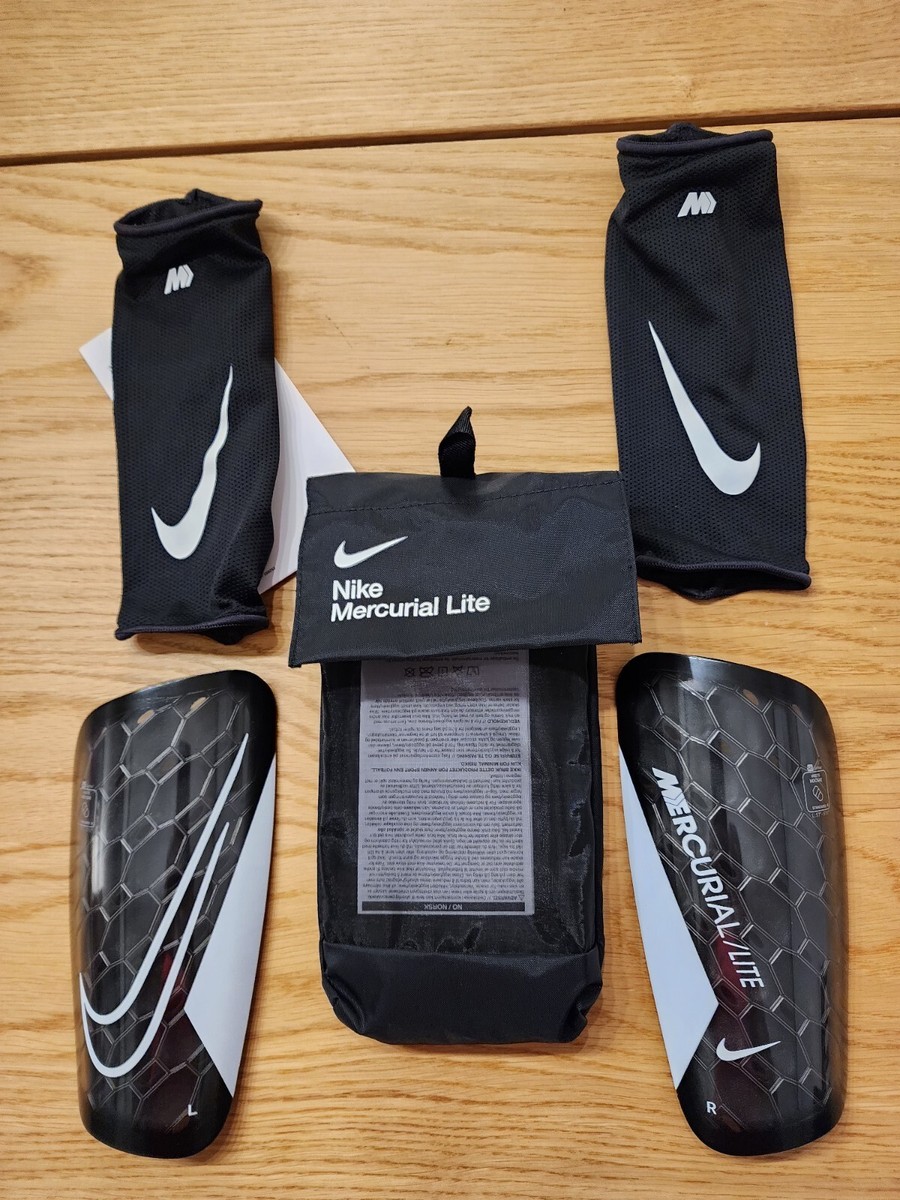 NIKE Unisex Mercurial Lite Soccer Shin 2 Guards Black Size Large