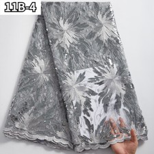 5yd DIY Sequins Lace Mesh Fabric African Tulle Net Material Sew Dress Wedding
