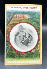 Vintage Postcard Good Bye Sweetheart Uniform Patriotic Lovers Military Draft