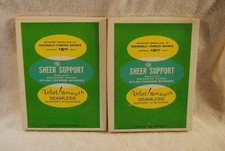 Vintage 2 Pair Nationally Famous Brands Nylon Garter Stockings Hosiery 8 Boxes