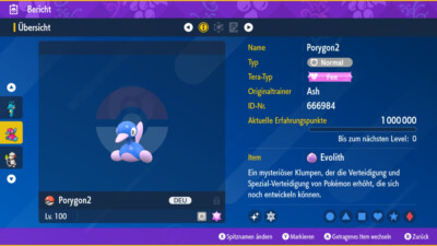 PVP Shiny Porygon2 6IV | LVL 100 | Pokemon Karmesin / Purpur / Violet / Scarlet