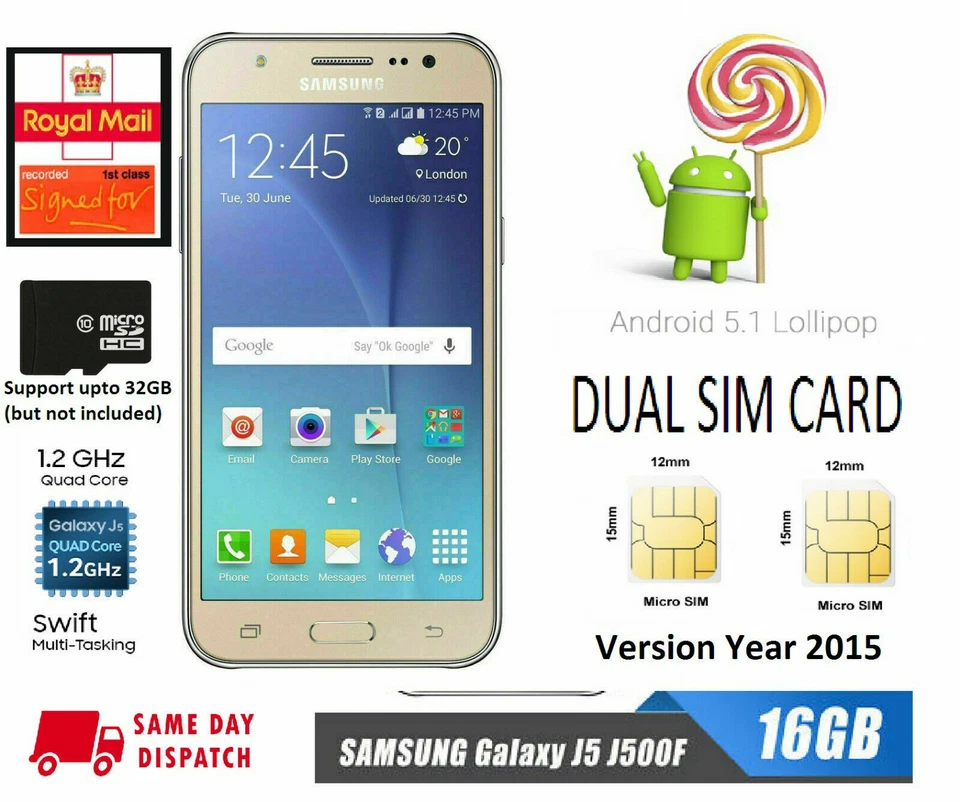 Ex-Display Boxed 4G 16GB Dual SIM Samsung Galaxy J5 J500F Unlocked Android phone - Image 3 of 4