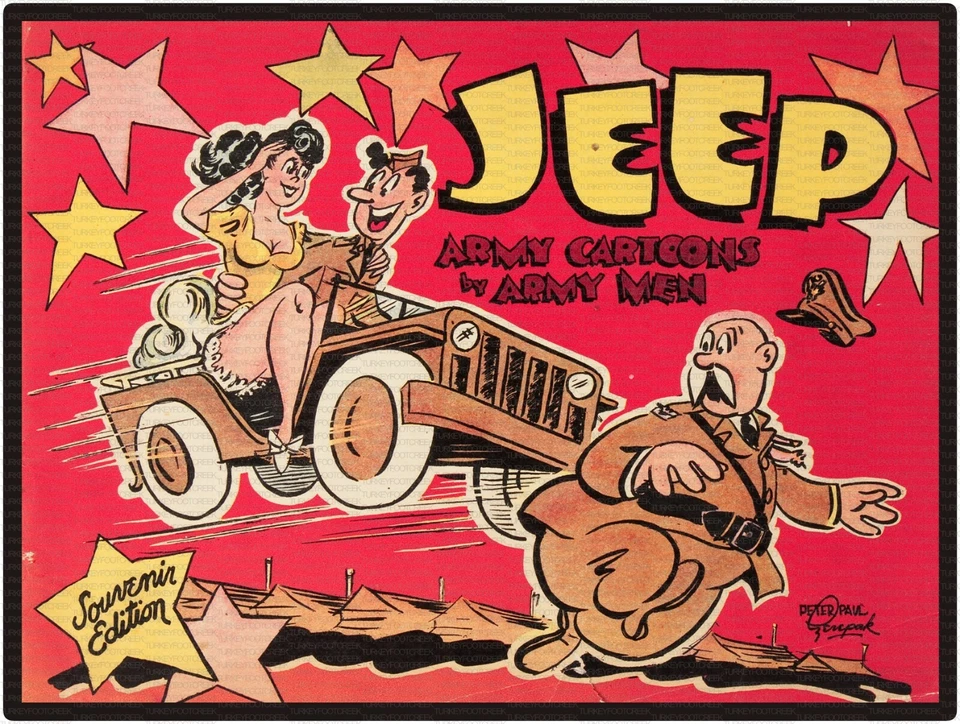 Jeep Army Cartoons 9" x 12" Metal Sign