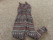 Faded Glory Girls Pink White Black Heart Jumpsuit 6-6X