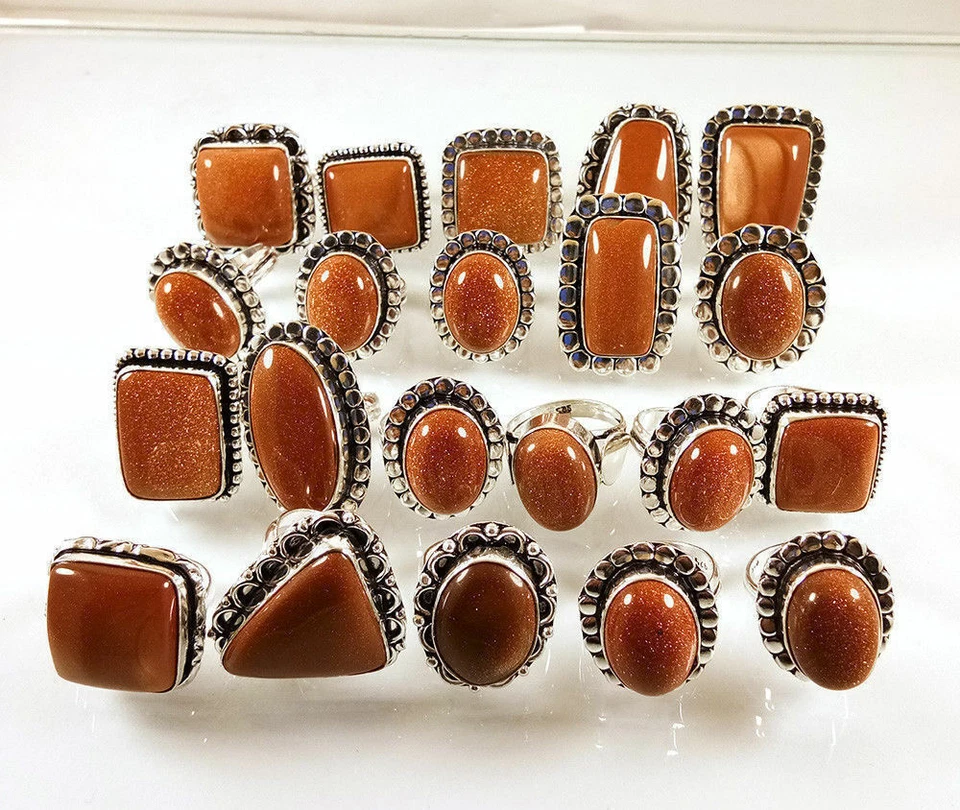 Brillante Piedra de Oro Piedras Preciosas 925 Chapado en Plata de Ley Lote al por mayor Anillo para MAMÁ Foto 3 de 3