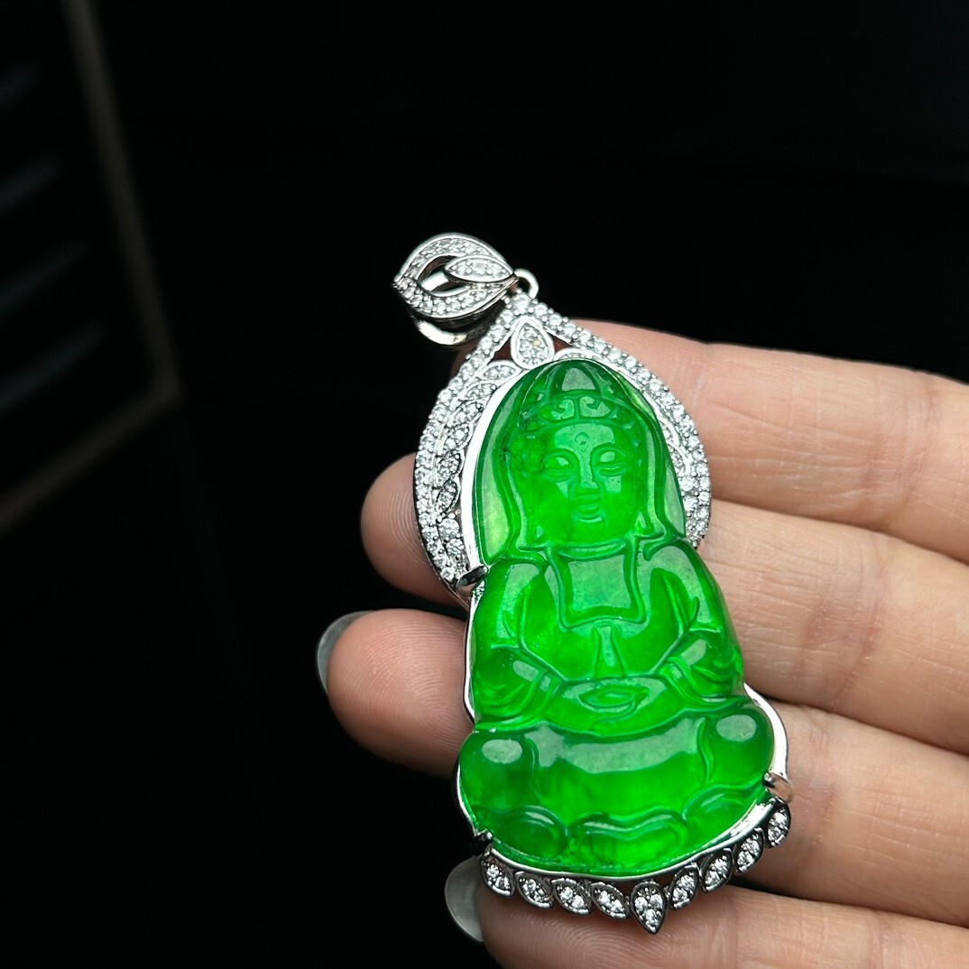 ◆629◆【JADEX 公式アカウント 01 】記念メダル 1930年 Real Natural Perfect High Ice Jade Jadeite guanyin