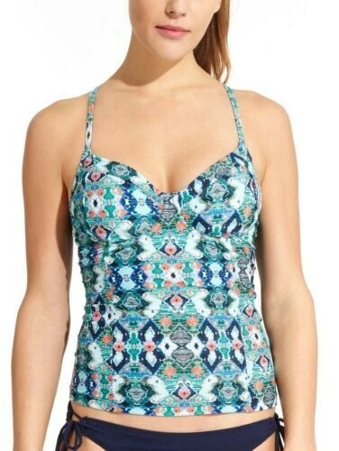 Athleta Swim Top Tankini Taza Kaimana Womens Size 32 D DD Electric Jade Swimsuit