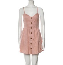 Reformation Velma Button Down Linen Mini Dress Blush Pink Size 2