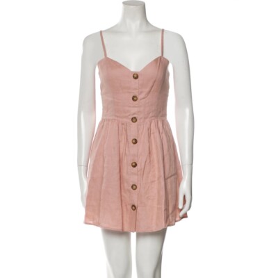 Reformation Velma Button Down Linen Mini Dress Blush Pink Size 2 | eBay