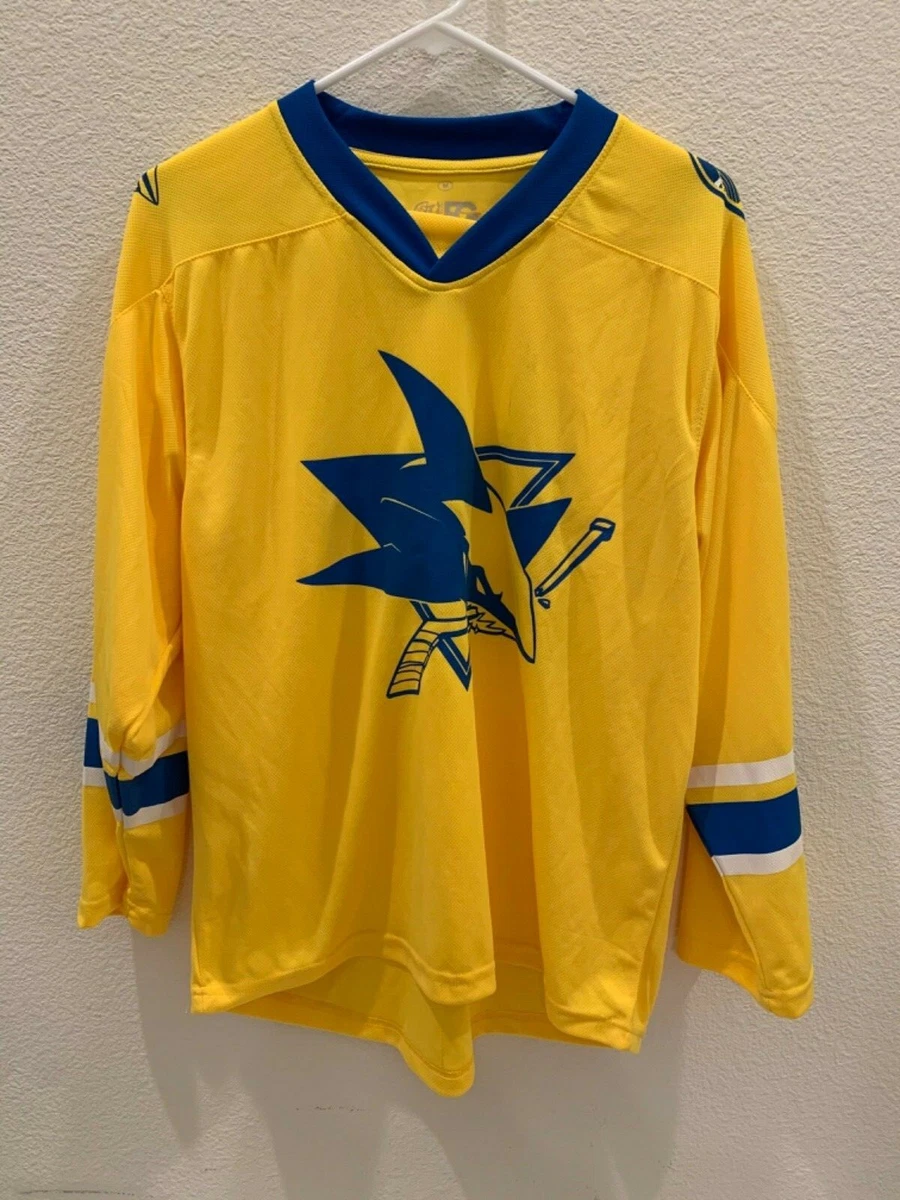 ZOOM SANJOSE SHARKS GOLDEN STATE WARRIOR MASHUP JERSEY SIZE M YELLOW