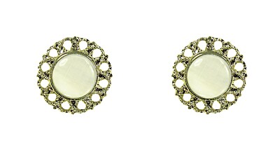 Collana Cube Cat Eye Bianco &ndash; Cristallo E Strass Oro Rosa &ndash; Regolabile, Artigianale Tedesca