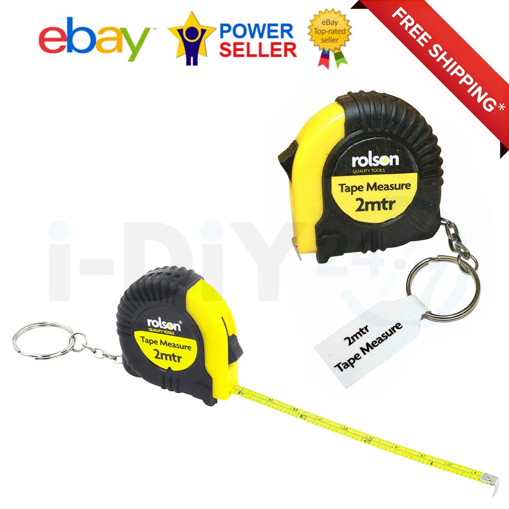 Rolson 2 Metre Tape Measure Keyring Pocket Tool Metric Imperial