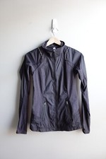 Lululemon Athletica Running Full Zip Black  Gray Jacket Size 2 Breathable