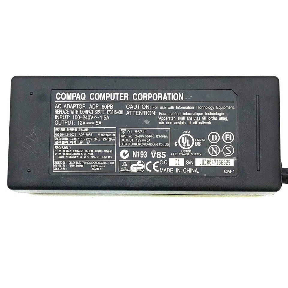 Genuine 60W HP Compaq AC DC Power Adapter for L1500 L1510 L1520 L1720 L1820 OEM - Image 2 of 4