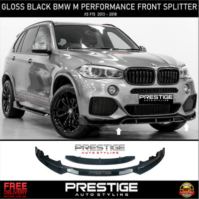 FÜR BMW X5 F15 M SPORT GLANZ SCHWARZ FRONTLIPPE SPOILER SPLITTER VERLÄNGERUNG 2013-19