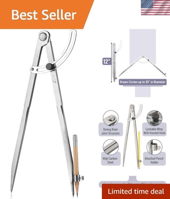 Precision 12 Inch Compass with Adjustable Legs for Accurate Measurements