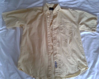Greg Norman Yellow 100% Cotton Golf SS button down shirt size M Medium Gift