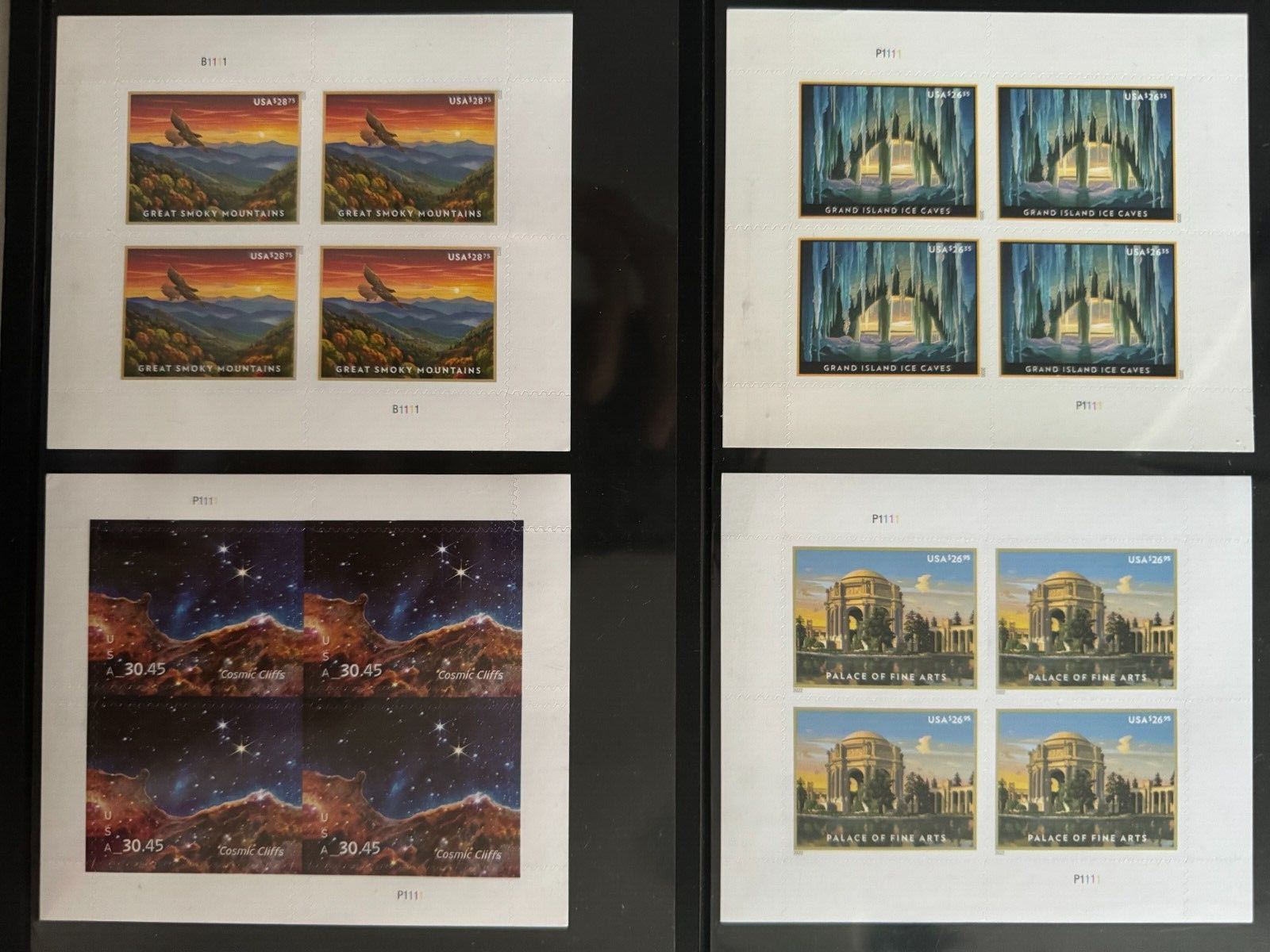 EE. UU. Cuevas de Hielo, Artes, Montaña, Acantilados Cósmicos Hoja Completa de 4 pulgadas MNH EN MUY BUEN ESTADO Free FedEx