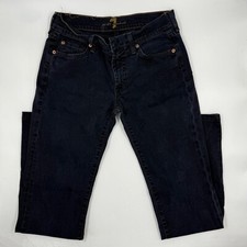 7 For All Mankind Women's Jeans 28 Dark Blue Cotton Blend Stretch Straight Leg