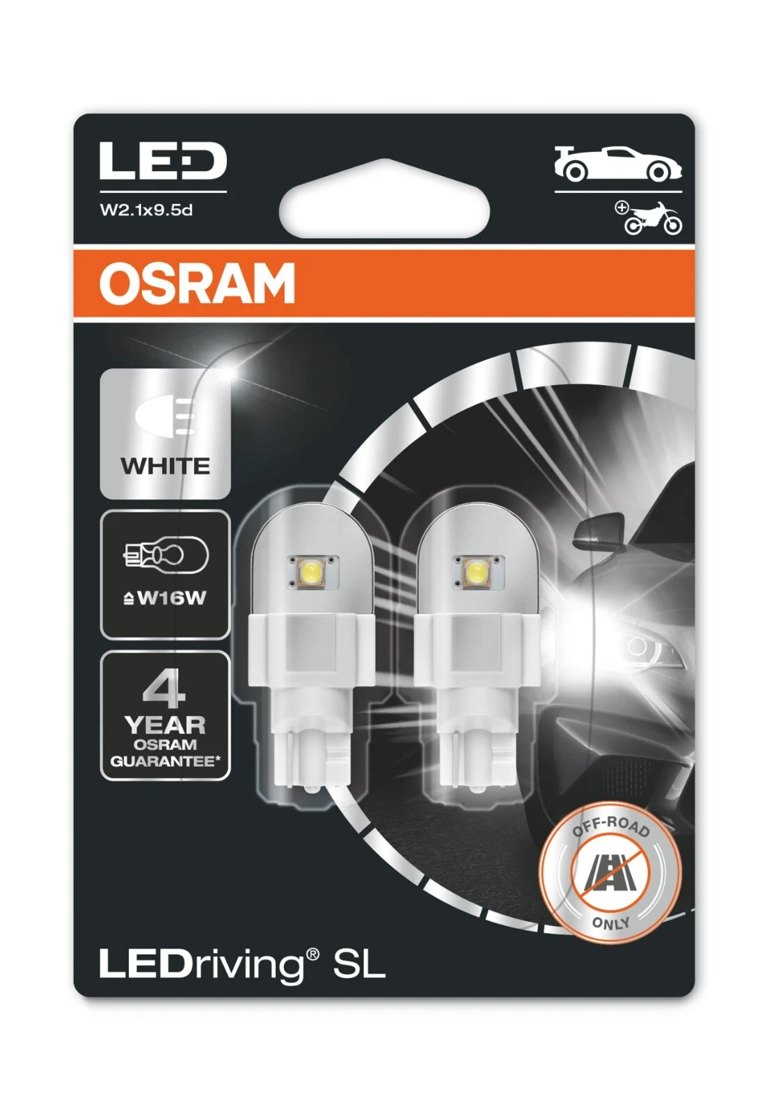 OSRAM W16W T16 LED LEDriving Premium SL 6000K Cool White Bulbs 921DWP-02B