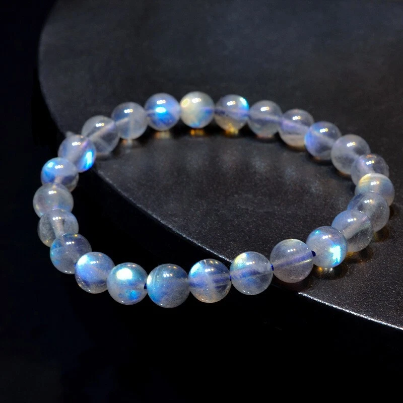 Brazalete de Reiki curativo de cristal con cuentas de piedras preciosas de labradorita natural a la luz de la luna Foto 2 de 4