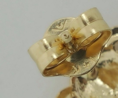 14 Karat massive Gelbgold Rose Blume Ohrstecker Push Back 7 mm - Bild 11 von 12