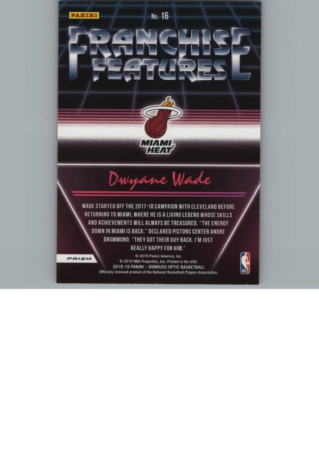 2018-19 Donruss #16 Dwyane Wade Franchise - Image 2 of 2