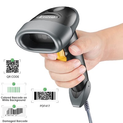 Eyoyo Handheld Barcode Scanner 1D 2D QR Long USB Wired Laser Bar Code Reade