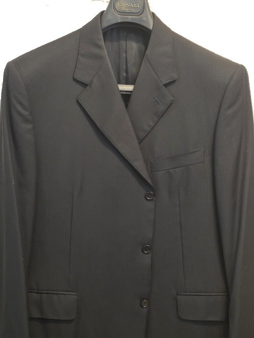 Canali Black Super 120's Wool Suit Jacket Blazer 46R Made in Italy - Pristine