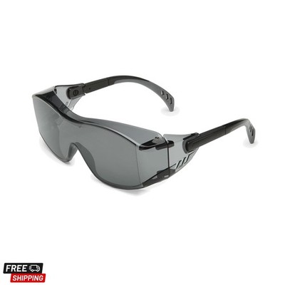 Cover2 Safety Glasses Protective Eye Wear - Over-The-Glass OTG, Gray Lens, Bl...