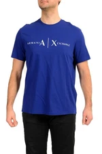 Armani Exchange Men's Royal Blue Logo Print Crewneck T-Shirt US XL IT 54