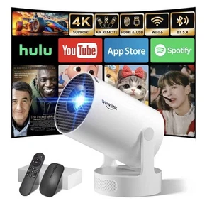 Mini Projecteur avec WiFi 6 et Bluetooth 5.4 Appui 4K 1080P Clé automatique 180°