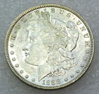 1888 Morgan Silver Dollar AU/BU Frosty White Light Cleaning in saflip #N395