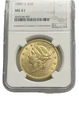 1889-S G$20 Liberty Gold Coin NGC MS61 Bright well Struck Coin