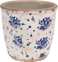 Clayre & Eef 6CE1658M Dekoration Blumentopf Ø 15X14 Cm Beige Blau