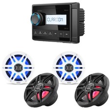 Clarion CMM-20 Marine Source Unit with LCD Display with 2 CMS-651RGB-SWB 6....