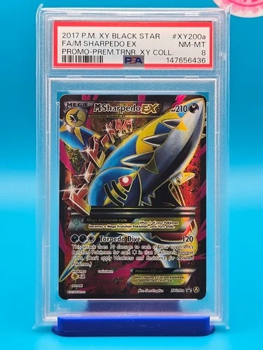 PSA 8 - 2017 POKEMON XY BLACK STAR PROMO XY200a FULL ART/M SHARPEDO EX