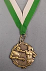 PDU boxing medal gold 2" diameter green/white neck ribbon award