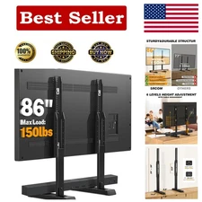 Elegant Height-Adjustable Universal TV Stand for 37-86 Inch TVs - Black Finish