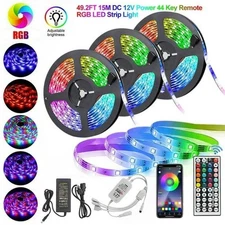 49.2FT/15M LED Strip Lights,Borllyem RGB LED Light Strip 5050SMD RGB LED Strip