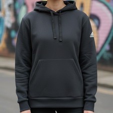 Adidas Women Black Pullover Hoodie Fleece Lined Athletic Casual Size S