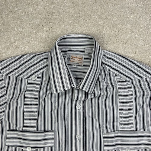 Ramon Puig Men’s Black White Striped Cotton Blend Guayabera Button LS Shirt XL - Picture 3 of 9